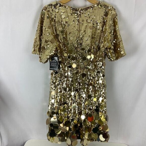 Boston Proper Gold Sequins Formal Mini Shift Dress New Women's 8 - Picture 3 of 14